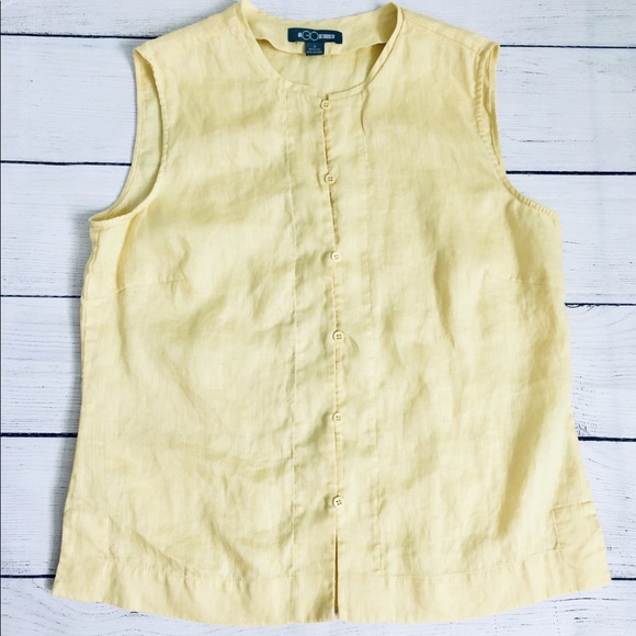 Go Silk Tops - Go Silk yellow sleeveless linen top s Go Silk Tops - Go Silk yellow sleeveless linen top s